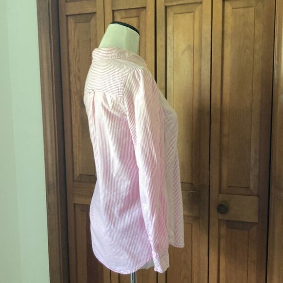 Old Navy Pink & White Striped Buttondown Blouse, Size XS - Picture 2 of 8
